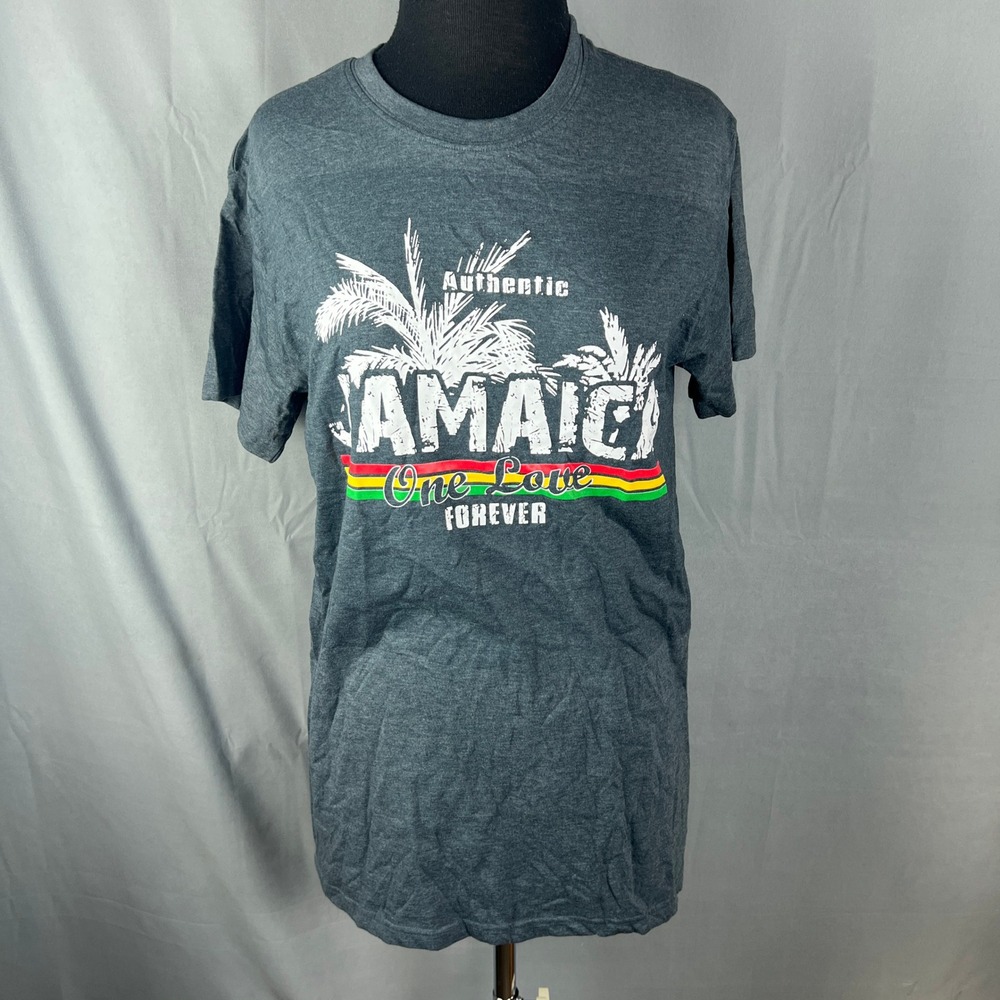 Yes T Shirt Womens Medium Charcoal Gray Jamaica Gray One Love Forever Graphic